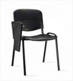 Poltrona - Sedia d' Attesa con Ribaltina in Tessuto Colore Nero - immagine 3