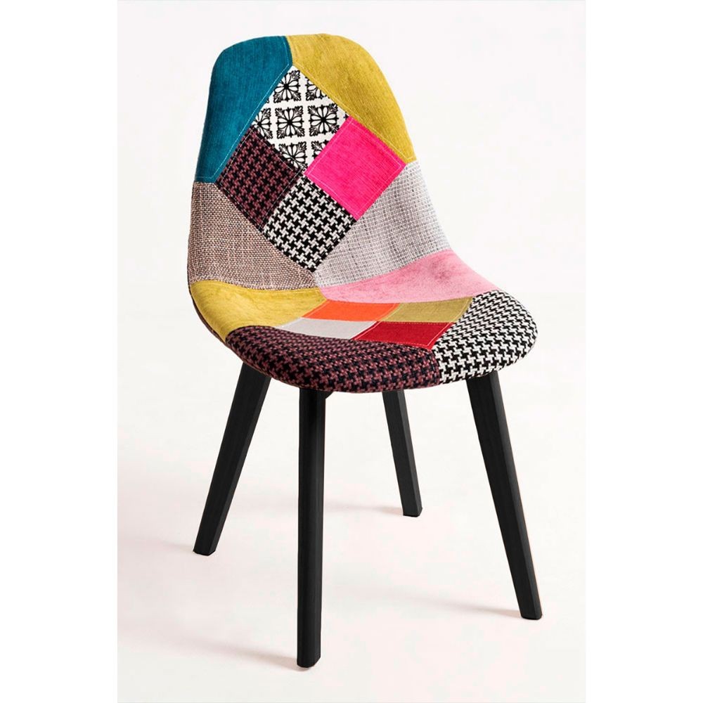 sedia-mab-in-tessuto-patchwork-con-gambe-in-legno-colore-nero.jpg Sedia Mab in tessuto patchwork con gambe in legno colore nero - immagine 1