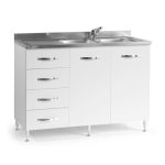 Sottolavello con cassettiera 120 bianco frassinato sinistro con lavello