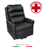 Poltrona Alzapersona a 2 Motori Aurora in Ecopelle Colore Rosso