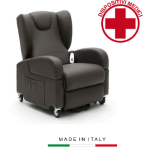 Poltrona Alzapersona a 2 Motori Genny in Microfibra Colore Bordeaux