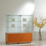 Vetrina Top Cristallo con Mobile 117x40xh130 cm OF1214M Made in Italy Colore Ciliegio