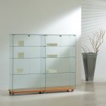 Vetrina Top Cristallo 157x40xh140 cm Cristalli Temperti Made in Italy Colore Ciliegio