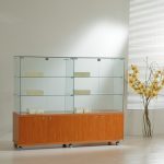 Vetrina Top Cristallo con Mobile 157x40xh130 cm OF1614M Made in Italy Colore Grigio