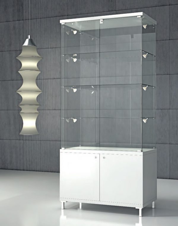 zoom_15841-0-637bb367.jpg Vetrina In Cristallo Temperati con Faretti LED e mobile 85 x 45 x 190 cm Q/85M - immagine 1