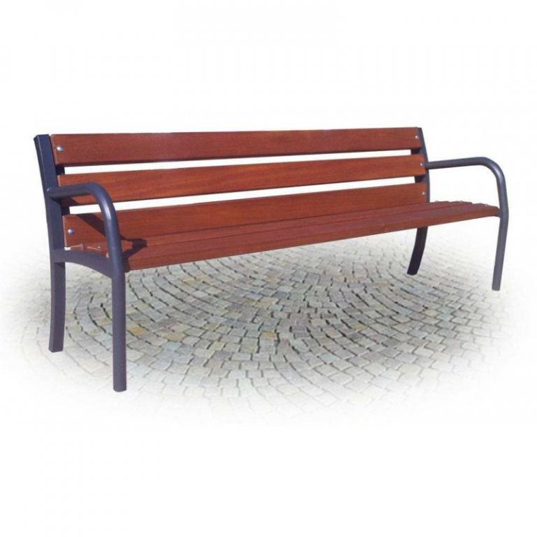 zoom_17235-0-63ebabb8.jpg Panchina in Acciaio e Legno con Braccioli 188 x 65 x H 86 cm - immagine 1