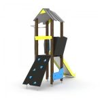Torretta Gioco Da Esterno Con Scivolo Pertica Rampa Di Arrampicata E Balconcino Per Attività Motorie - immagine 2