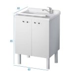 Mobile Lavanderia Due Ante Con Vaschetta e Asse di Lavaggio In Resina Colore Bianco 50x60x85 cm - immagine 2