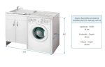Mobile Lavatoio Coprilavatrice Due Ante 124x60x89 cm Colore Bianco vaschetta a destra - immagine 3