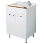 Mobile Lavanderia Due Ante Con Vaschetta Colore Bianco 45x60x85 cm