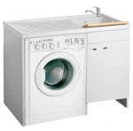 Mobile Lavanderia Coprilavatrice Con Cestello a sinistra ad Una Anta 60X89X109 cm Colore Bianco - immagine 2