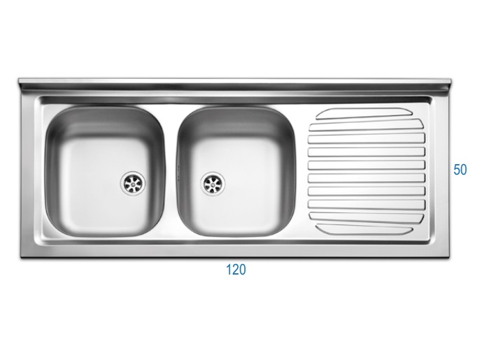 zoom_19164-0-64ff3719.jpg Lavello da Cucina In Acciaio Inox Con Doppia Vasca e Gocciolatoio 120 x 50 cm gocciolatoio a destra - immagine 1