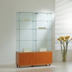 Vetrina con Mobile Cristalli Temperati 117x40xh180 cm OF12/18M Made in Italy Colore Ciliegio