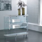 Banco Vetrina Semiovale in Cristallo Temperato H 93 cm Colore Silver