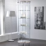 Vetrina in Cristallo Temperato 4 Ripiani Altezza 190 cm Diametro 56cm Colore Bianco Lucido