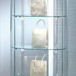 Vetrina Ovale Piccola in Cristallo Temperato 4 Ripiani (64x44X190) Colore Silver