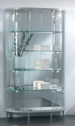 Vetrina Semiovale in Cristallo Temperato 4 Ripiani (112x38X190) Colore Silver