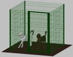 Recinto-Box Modulare Per Cani In Ferro Zincato E Verniciato Verde-Con Pali A Interrare - cm 200x200x172h