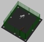 Recinto-Box Modulare Per Cani In Ferro Zincato E Verniciato Verde-Con Pali A Tassellare - cm 400x400x192h - immagine 2
