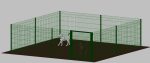 Recinto-Box Modulare Per Cani In Ferro Zincato E Verniciato Verde-Con Pali A Interrare - cm 400x400x122h