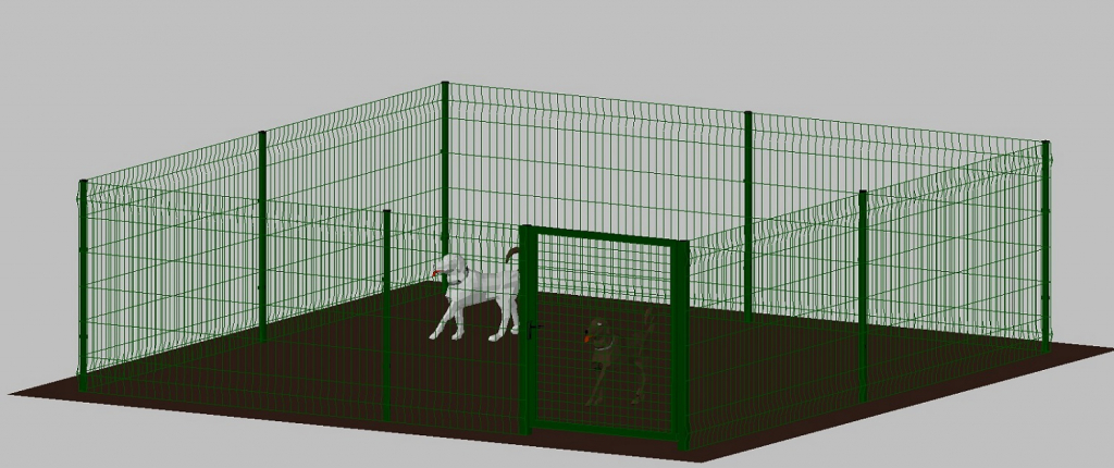 zoom_3473-0-5d07aae7.jpg Recinto-Box Modulare Per Cani In Ferro Zincato E Verniciato Verde-Con Pali A Interrare - cm 400x400x122h - immagine 1