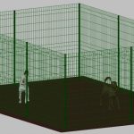 Recinto-Box Modulare Per Cani In Ferro Zincato E Verniciato Verde-Con Pali A Interrare - cm 600x400x192h
