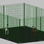 Recinto-Box Modulare Per Cani In Ferro Zincato E Verniciato Verde-Con Pali A Tassellare - cm 600x400x192h