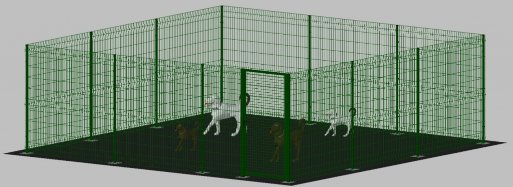 zoom_3488-0-5d07aae7.jpg Recinto-Box Modulare Per Cani In Ferro Zincato E Verniciato Verde-Con Pali A Tassellare - cm 600x600x192h - immagine 1