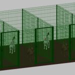 Recinto-Box Modulare Per Cani In Ferro Zincato E Verniciato Verde-Con Pali A Interrare - cm 200x400x192h(Per 4 Box)