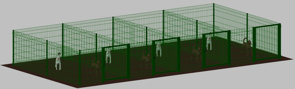 zoom_3528-0-5d07aae7.jpg Recinto-Box Modualre Per Cani In Ferro Zincato E Verniciato Verde-Con Pali A Interrare - cm 200x400x102h(Per 4 Box) - immagine 1