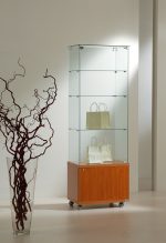 Vetrina con Mobile Cristalli Temperati 60x40xh180 cm LL OF618M Made in Italy Colore Ciliegio