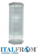 Vetrina Alta con Luci Esagonale �74xH188 cm Cristalli Temperati OF201FL