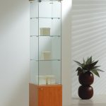 Vetrina Cristalli Temperati con Mobile e Faretti 40x40x181cm LL OF4/18LM Made in Italy Colore Grigio