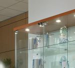 Vetrina Cristalli Temperati con Mobile e Faretti 40x40x181cm LL OF4/18LM Made in Italy Colore Wengè - immagine 2