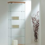 Vetrina Cristalli Temperati con Faretti 60x40x181cm LL OF618L Made in Italy Colore Ciliegio