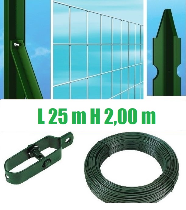 zoom_5807-0-5d07aae7.jpg Recinzione Completa Eco 25mt Lineari Rete Metallica Zincata (Rete H200 cm) (Maglia:mm50x75) Con Paletti Plastificati Posti Nel Cemento - immagine 1