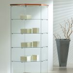 Vetrina Angolare Cristalli Temperati con Faretti 68x68x181cm LL OF718L Made in Italy Colore Grigio