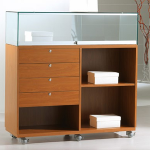 Banco con 4 Cassetti Vano a Giorno Bacheca LL 119x40xh120 cm OF12120B Colore Ciliegio