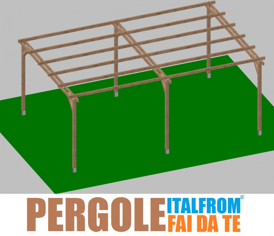 zoom_6261-0-5e47c78f.jpg Pergola Da Giardino In Legno Di Pino Impregnato - Mt 4 X 6 X 2,5h - Con Supporti Ad Interrare - immagine 1