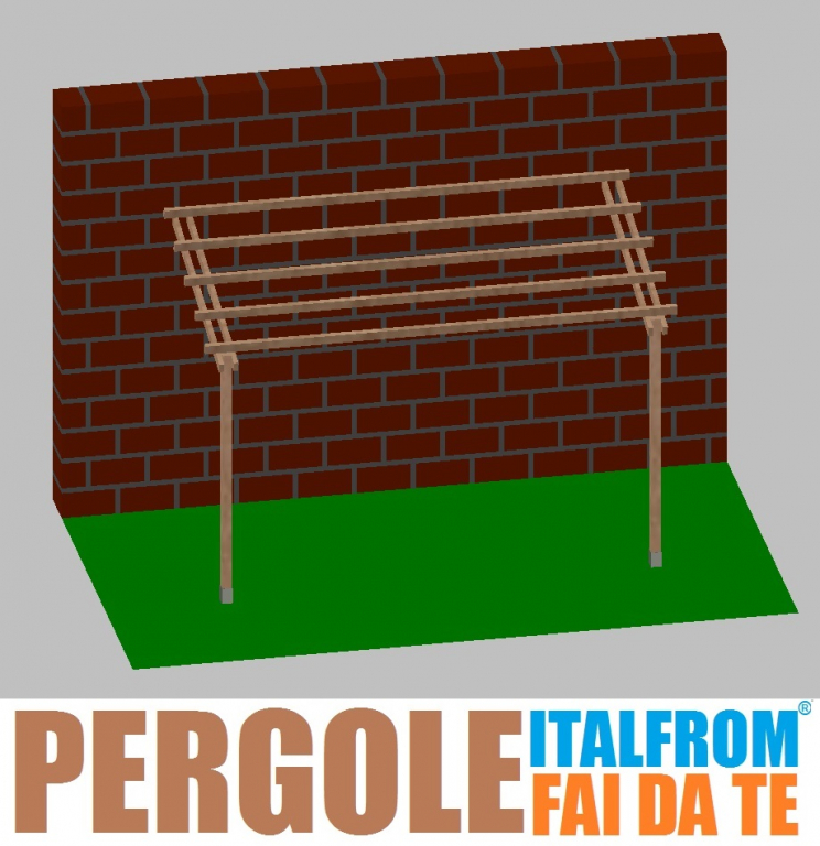 zoom_6496-0-5e47c78f.jpg Pergola Da Giardino Addossata In Legno Di Pino Impregnato - Mt 2 X 4 X 2,5h - Con Supporti Ad Interrare - immagine 1