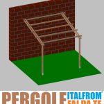 Pergola Da Giardino Addossata In Legno Di Pino Impregnato - Mt 3 X 4 X 2,5h - Con Supporti Ad Interrare