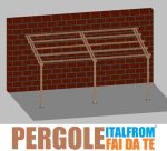 Pergola Da Giardino Addossata In Legno Di Pino Impregnato - Mt 3 X 6 X 2,5h - Con Supporti A Tassellare