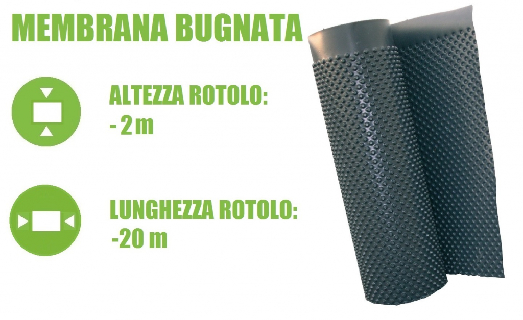 zoom_6634-0-5b39f0a5.jpg Membrana Bugnata Impermeabilizzante In Polietilene Ad Alta Densità H 2x20 M - Italfrom - immagine 1