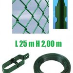 Recinzione Completa 25mt Lineari Rete Metallica Plastificata (Rete H200 cm) (Maglia:mm50x50) Con Paletti Nel Cemento