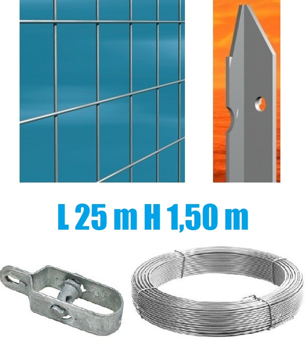 zoom_6711-0-5d07aae7.jpg Recinzione Completa 25mt Lineari Rete Metallica Zincata (Rete H150 cm) (Maglia:mm75x50) Con Paletti Nel Cemento - immagine 1