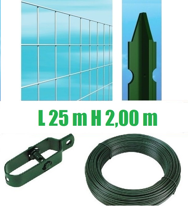 zoom_6718-0-5ccff74c.jpg Recinzione Completa Eco 25mt Lineari Rete Metallica Zincata (Rete H200 cm) (Maglia:mm50x75) Con Paletti Plastificati Nel Cemento - immagine 1