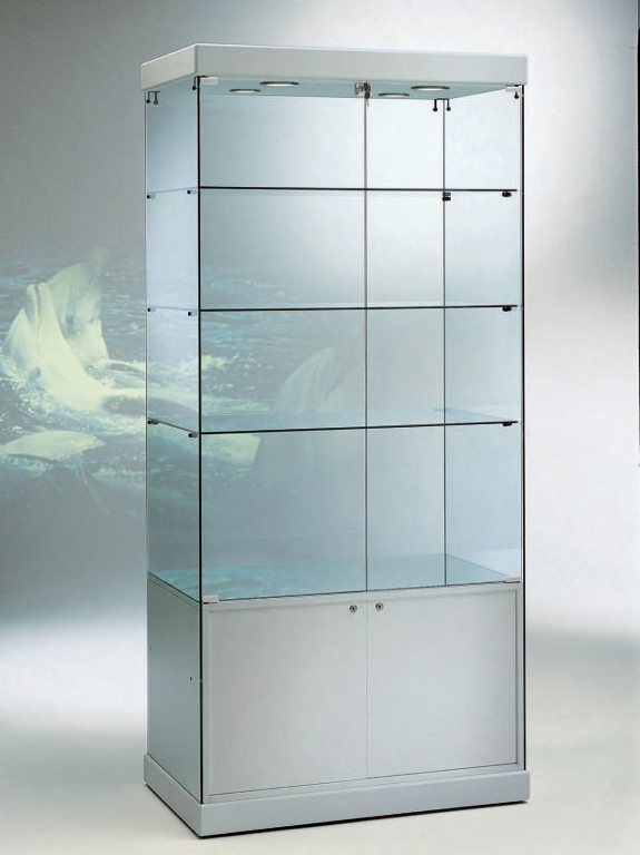 zoom_6810-0-63415148.jpg Vetrina 4 Faretti Led 4000K - Mobile 60h - 93x53x200h - Cristalli Temperati Made in Italy - immagine 1