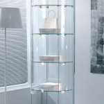 Vetrina in Cristallo Temperato 4 Ripiani Altezza 190 cm Diametro 70 cm Colore Bianco Lucido