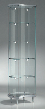 Vetrina Mezza Luna in Cristallo Temperato 4 Ripiani Altezza 190 cm Diametro 56 cm Colore Bianco Lucido