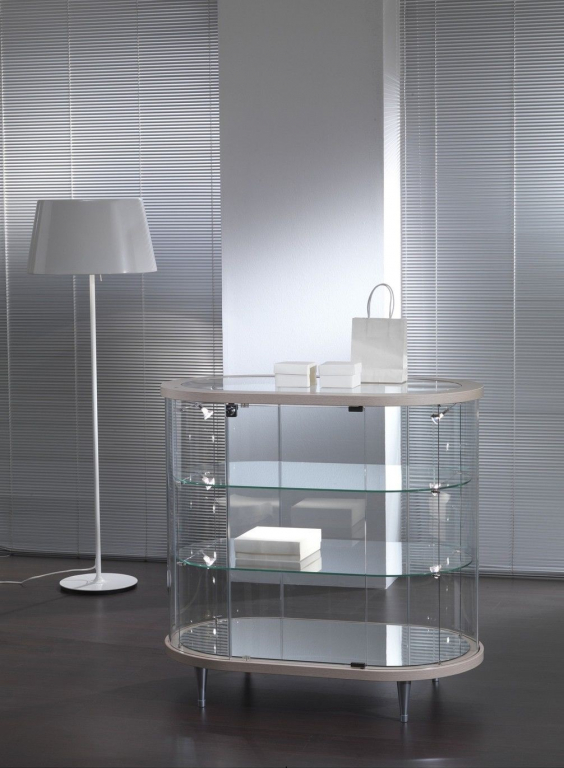 zoom_6903-0-63415148.jpg Banco Vetrina Ovale Laccato in Cristallo Temperato H 93 cm - immagine 1